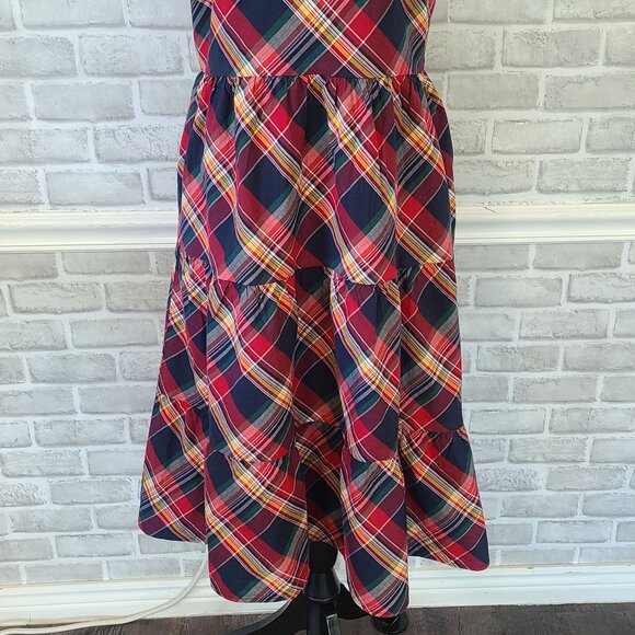 Gymboree Red Plaid Tiered Tiered Dress Womens Medium Holiday - Picture 9 of 10